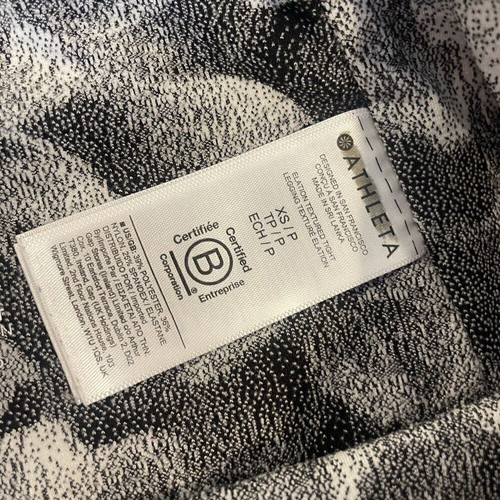 Athleta Black White Elation Floral‎ Textured Tight Legging Size XS - Picture 4 of 9